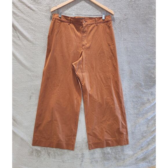 Lafayette 148 Brown High Rise Cropped Wide Leg Pants Size 10 Silent Luxury - Picture 1 of 13